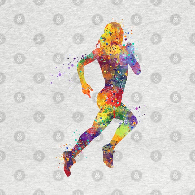 Girl Running Watercolor by LotusGifts